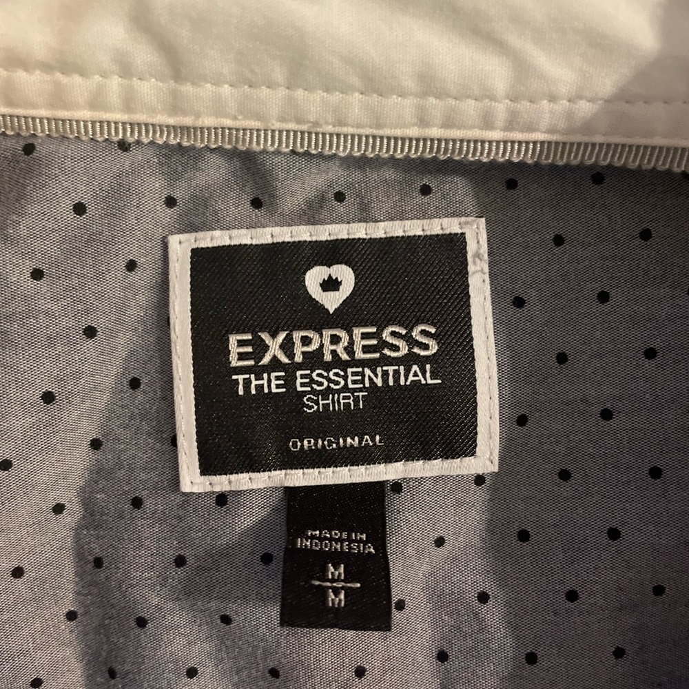 Express Button Down Collared Shirt Gray White Col… - image 2